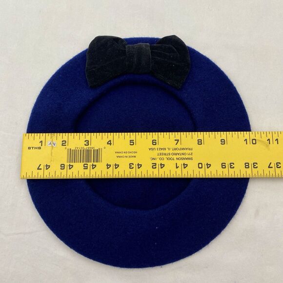 Vintage Beret 100% Wool Bow OSFM - Picture 6 of 7